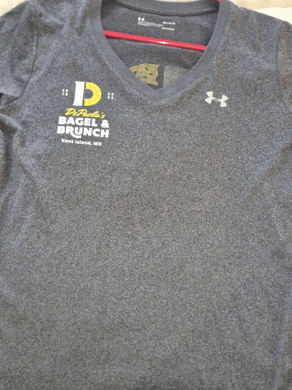 Under Armour Dark Gray Tee with Yellow & White Bagel Graphic
